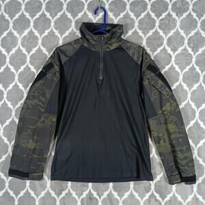 Emersongear Tactical Combat Shirt Mens Small Black Camo 1/4 Zip Long Sleeve